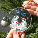Gift For Grandparents - Papa Nana Penguin Christmas Grandparents - Personalized Circle Glass Ornament
