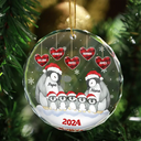 Gift For Grandparents - Papa Nana Penguin Christmas Grandparents - Personalized Circle Glass Ornament