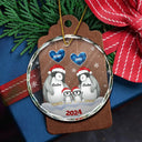 Gift For Grandparents - Papa Nana Penguin Christmas Grandparents - Personalized Circle Glass Ornament