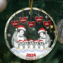 Gift For Grandparents - Papa Nana Penguin Christmas Grandparents - Personalized Circle Glass Ornament