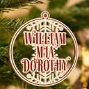 Family, Gift For Bestie - Christmas Snowflake Bauble Family And Friends Custom Name - Personalized Wooden Cutout Ornament