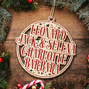 Family, Gift For Bestie - Christmas Snowflake Bauble Family And Friends Custom Name - Personalized Wooden Cutout Ornament