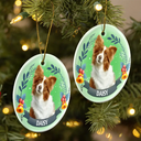 Memorial,Pet Lovers,Cat Lovers,Dog Lovers,Continue Shopping,Love - Custom Photo Pet Face Christmas Dog Cat - Personalized Circle Ceramic Ornament