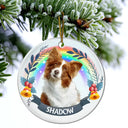 Memorial,Pet Lovers,Cat Lovers,Dog Lovers,Continue Shopping,Love - Custom Photo Pet Face Christmas Dog Cat - Personalized Circle Ceramic Ornament