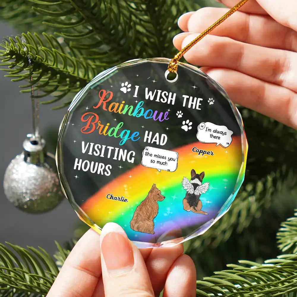 Pet Lovers, Dog Lovers, Cat Lovers, Dog Mom, Dog Dad, Pet Mom, Pet Dad, Cat Mom, Cat Dad - A Piece Of My Heart Still Talk About You Memorial Christmas - Personalized Circle Glass Ornament