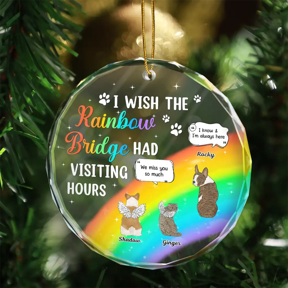 Pet Lovers, Dog Lovers, Cat Lovers, Dog Mom, Dog Dad, Pet Mom, Pet Dad, Cat Mom, Cat Dad - A Piece Of My Heart Still Talk About You Memorial Christmas - Personalized Circle Glass Ornament