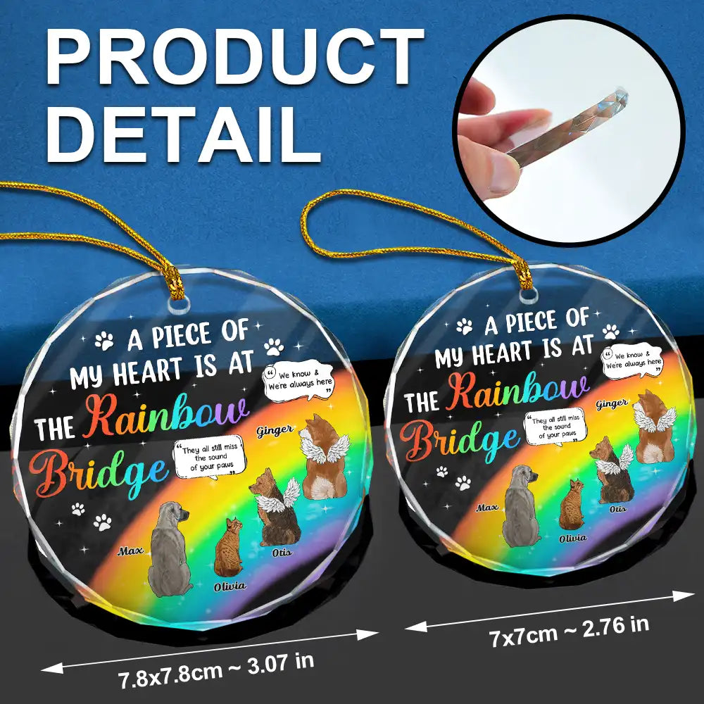 Pet Lovers, Dog Lovers, Cat Lovers, Dog Mom, Dog Dad, Pet Mom, Pet Dad, Cat Mom, Cat Dad - A Piece Of My Heart Still Talk About You Memorial Christmas - Personalized Circle Glass Ornament