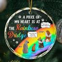 Pet Lovers, Dog Lovers, Cat Lovers, Dog Mom, Dog Dad, Pet Mom, Pet Dad, Cat Mom, Cat Dad - A Piece Of My Heart Still Talk About You Memorial Christmas - Personalized Circle Glass Ornament
