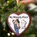 Gift For Couples - The Year I Found My Missing Piece Kissing Couples Heart Shape - Personalized 2-Layered Wooden Ornament