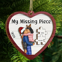 Gift For Couples - The Year I Found My Missing Piece Kissing Couples Heart Shape - Personalized 2-Layered Wooden Ornament