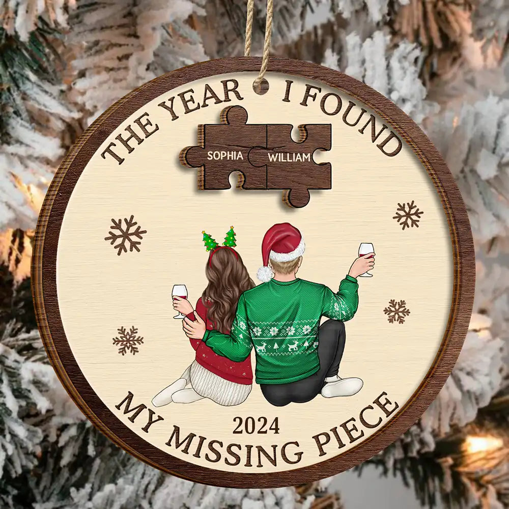 The Year I Found My Missing Piece Backside Couples - Personalized 2-Layered Wooden Ornament