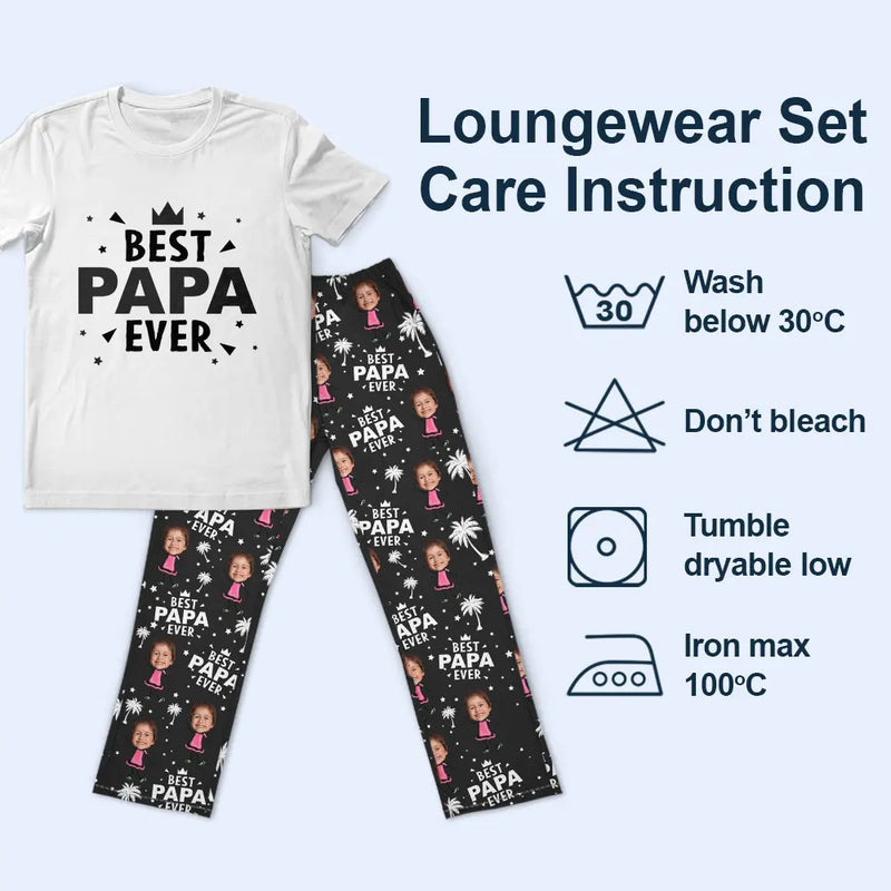 Gift For Father, Grandpa - Custom Photo Best Dad Grandpa Ever - Personalized Loungewear Set