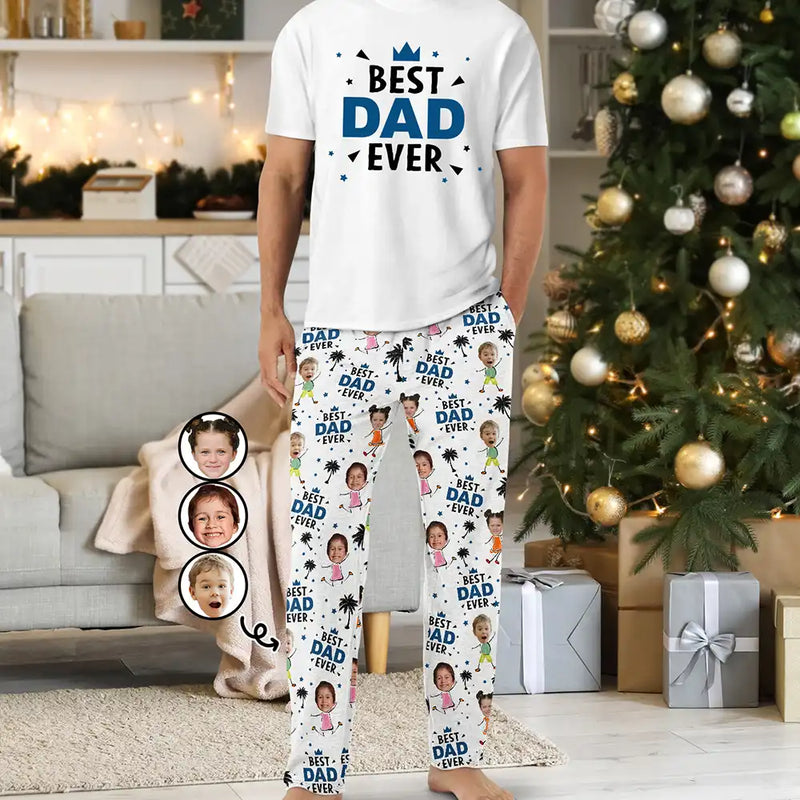 Gift For Father, Grandpa - Custom Photo Best Dad Grandpa Ever - Personalized Loungewear Set