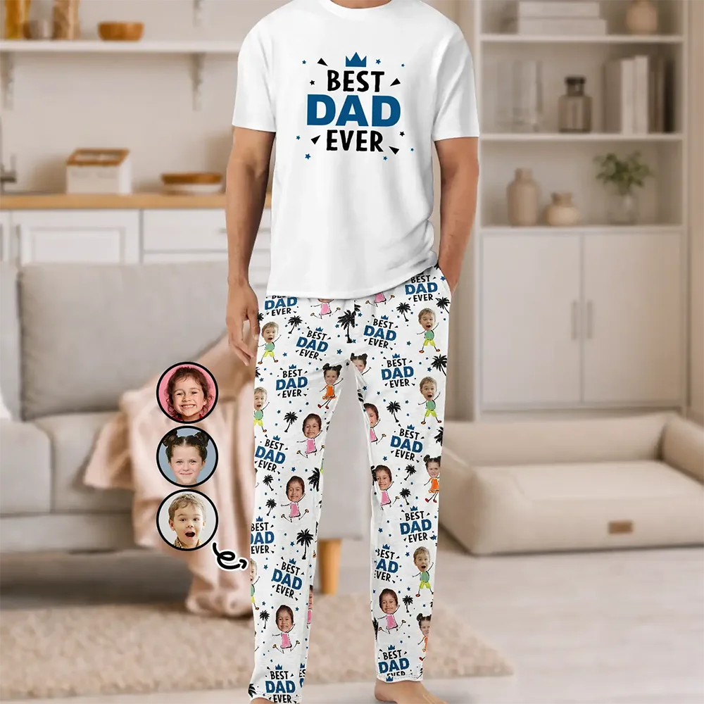 Photo personnalisée « Meilleur papa grand-père de tous les temps » - Ensemble de vêtements de détente personnalisés 