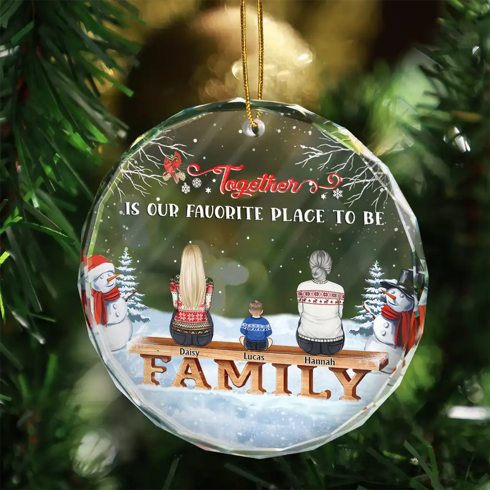 Christmas,Family,Parents,Gift For Grandparents,Gift For Sibling,Love,Memorial - Family Where Begins And Love Never Ends Memorial - Personalized Circle Glass Ornament