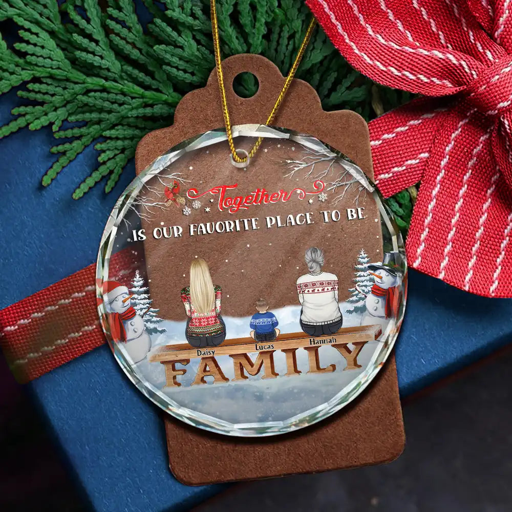 Christmas,Family,Parents,Gift For Grandparents,Gift For Sibling,Love,Memorial - Family Where Begins And Love Never Ends Memorial - Personalized Circle Glass Ornament