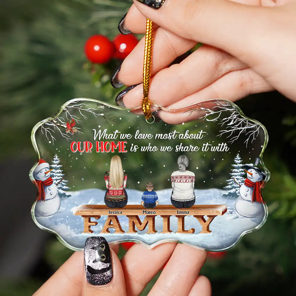 Christmas,Family,Parents,Gift For Grandparents,Gift For Sibling,Love,Memorial - Family Where Begins And Love Never Ends Memorial - Personalized Medallion Glass Ornament