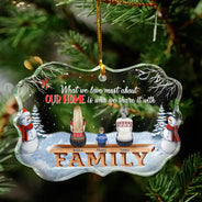 Christmas,Family,Parents,Gift For Grandparents,Gift For Sibling,Love,Memorial - Family Where Begins And Love Never Ends Memorial - Personalized Medallion Glass Ornament