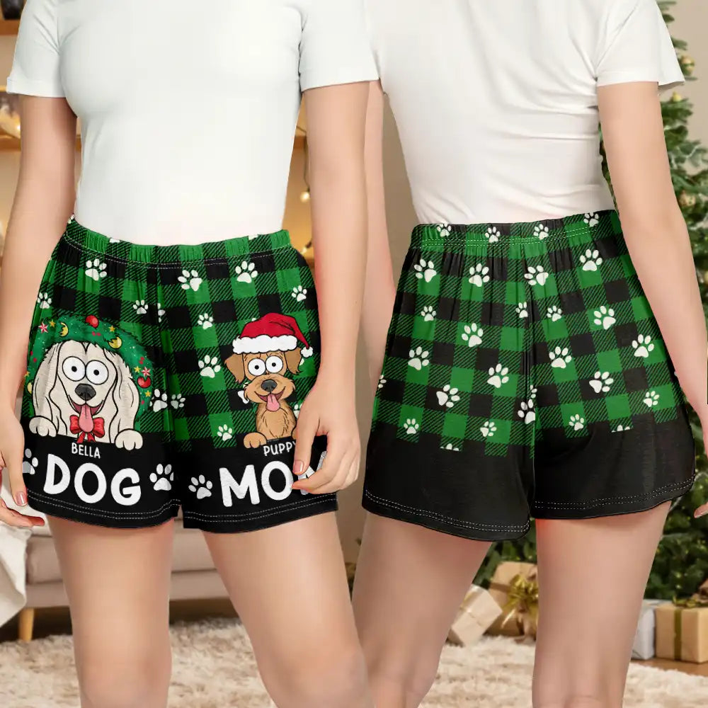 Pet Lovers, Pet Mom, Pet Dad, Dog Lovers, Cat Lovers - Dog Mom Dog Dad Plaid Pattern - Personalized Pajama Shorts