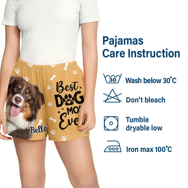 Pet Lovers, Pet Mom, Pet Dad, Dog Lovers, Cat Lovers - Custom Photo Best Dog Dad Mom Ever - Personalized Pajama Shorts