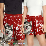 Pet Lovers, Pet Mom, Pet Dad, Dog Lovers, Cat Lovers - Custom Photo Best Dog Dad Mom Ever - Personalized Pajama Shorts
