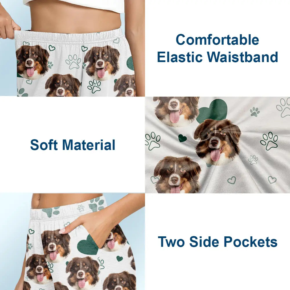 Pet Lovers, Pet Mom, Pet Dad, Dog Lovers, Cat Lovers - Custom Photo Dog Cat Mom Dad - Personalized Pajama Shorts