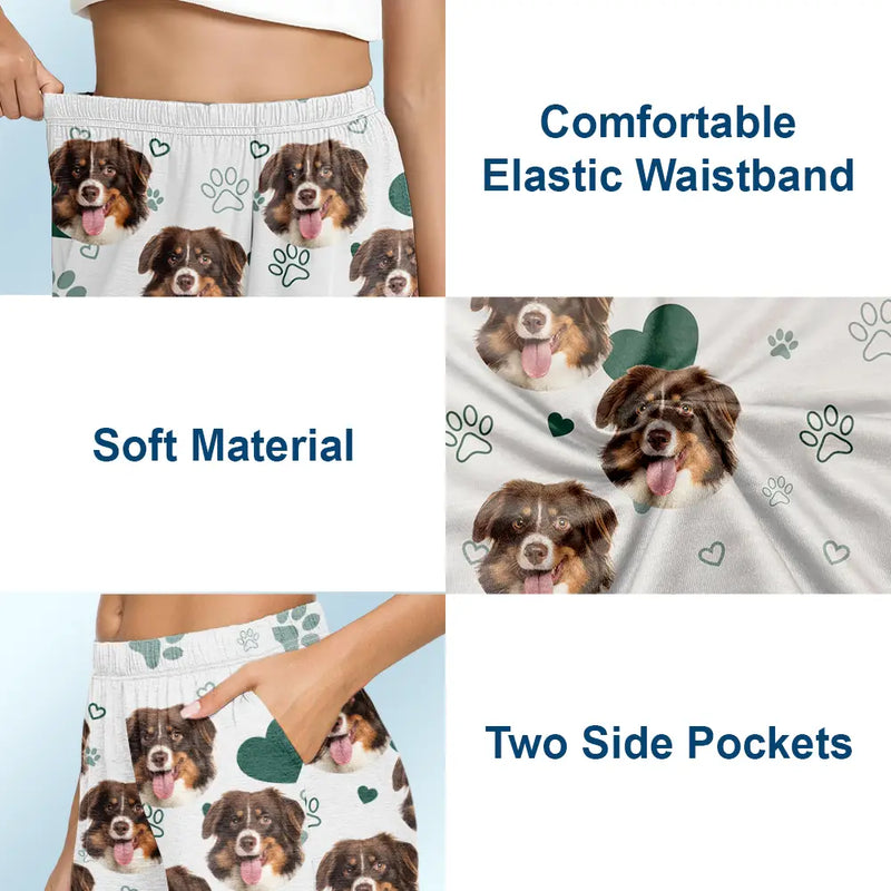 Pet Lovers, Pet Mom, Pet Dad, Dog Lovers, Cat Lovers - Custom Photo Dog Cat Mom Dad - Personalized Pajama Shorts