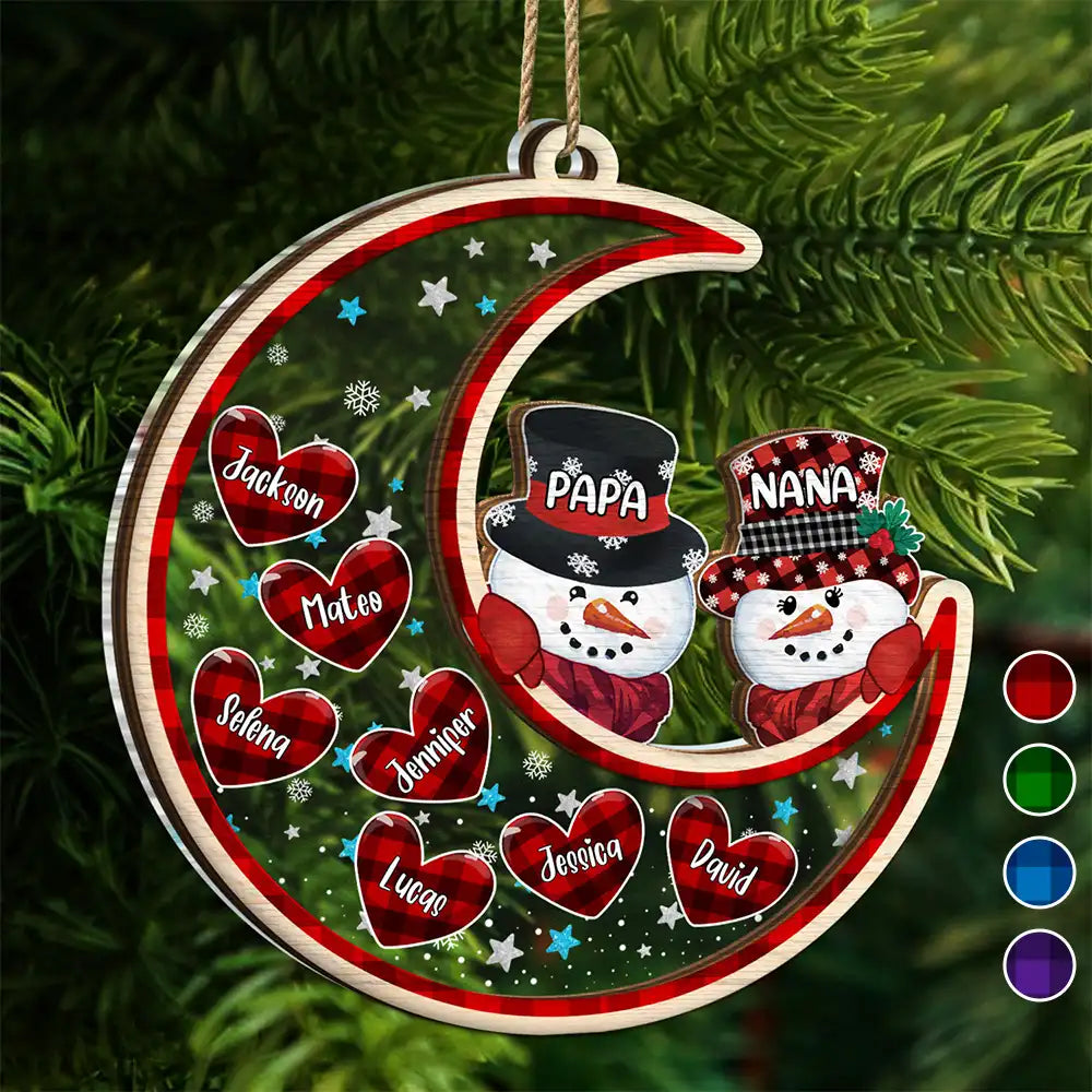 Papa Nana Snowman Christmas Grandparents - Personalized 2-Layered Mix Ornament