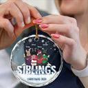 Gift For Bestie, Gifts For Colleagues - Besties Forever Christmas Sisters Backside - Personalized Circle Glass Ornament