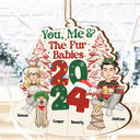 Gift For Couples,Pet Lovers,Dog Lovers,Cat Lovers,Pet Couple,Dog Couple,Cat Couple - You, Me & The Fur Babies - Personalized Wooden Cutout Ornament