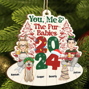 Gift For Couples,Pet Lovers,Dog Lovers,Cat Lovers,Pet Couple,Dog Couple,Cat Couple - You, Me & The Fur Babies - Personalized Wooden Cutout Ornament