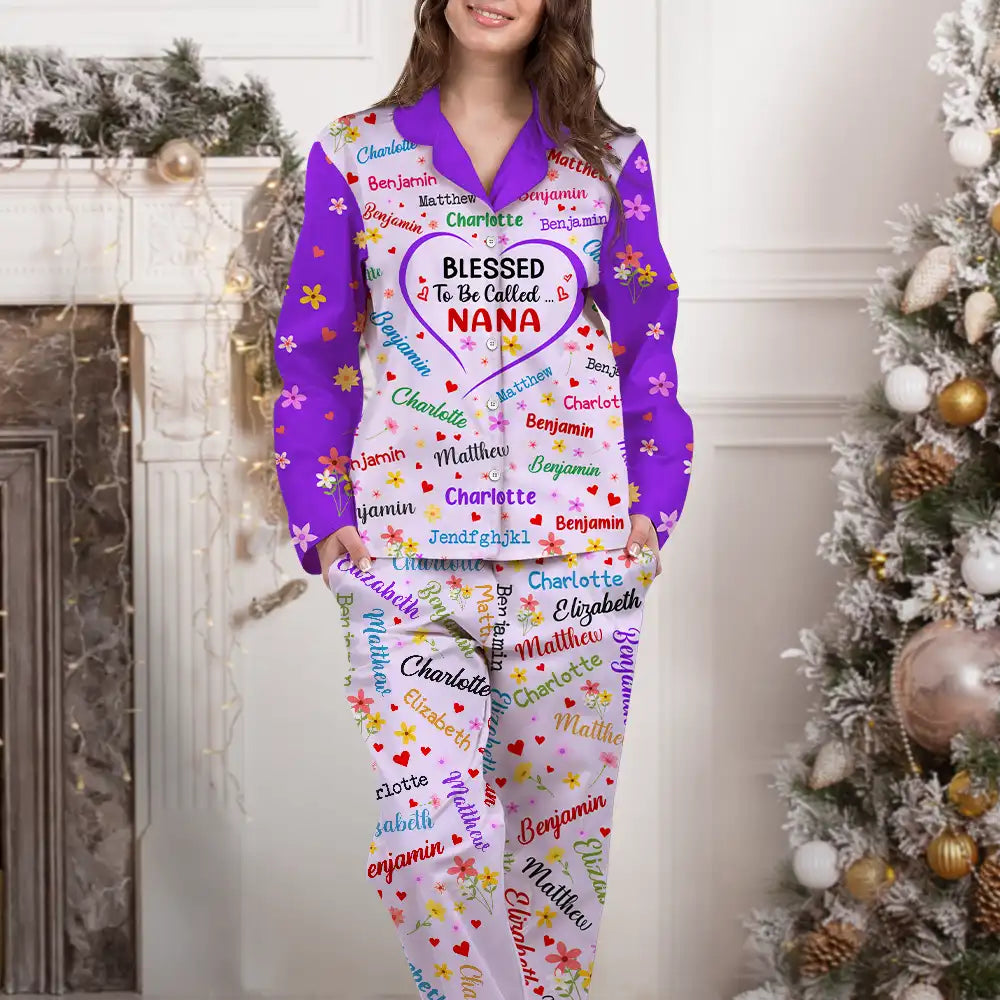 Blessed To Be Called Grandma Nana Personalized Long Pajamas Set Wander Prints