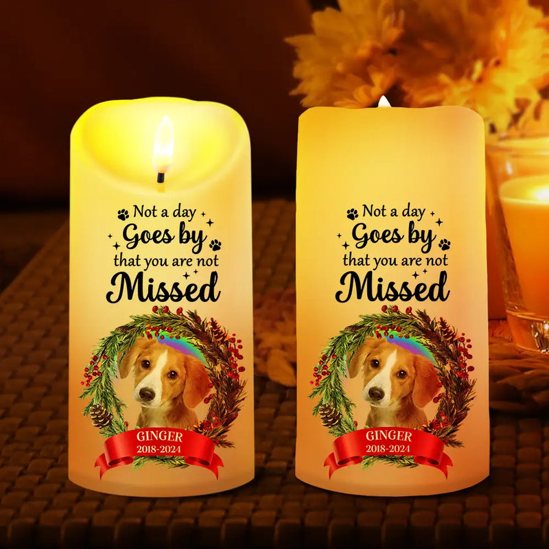 Memorial, Pet Lovers - Custom Photo Memorial This Candle Burns In Loving Memory - Personalized Flameless LED Candle