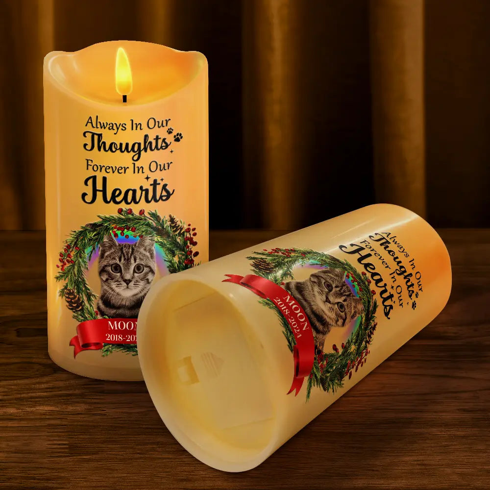 Memorial, Pet Lovers - Custom Photo Memorial This Candle Burns In Loving Memory - Personalized Flameless LED Candle