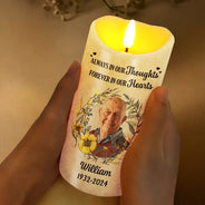 Memorial, Family - Custom Photo Forever In Our Hearts - Personalized Flameless LED Candle