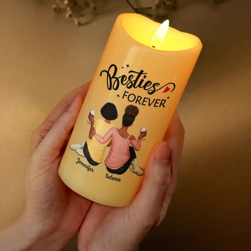 Christmas,Gift For Bestie,Gift For Sisters,Happy - Our Memories Are Countless Our Friendship Is Endless - Personalized Flameless LED Candle
