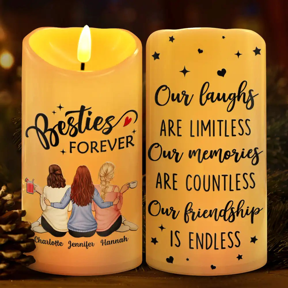 Our Memories Are Countless Our Friendship Is Endless Personalized Flameless LED Candle