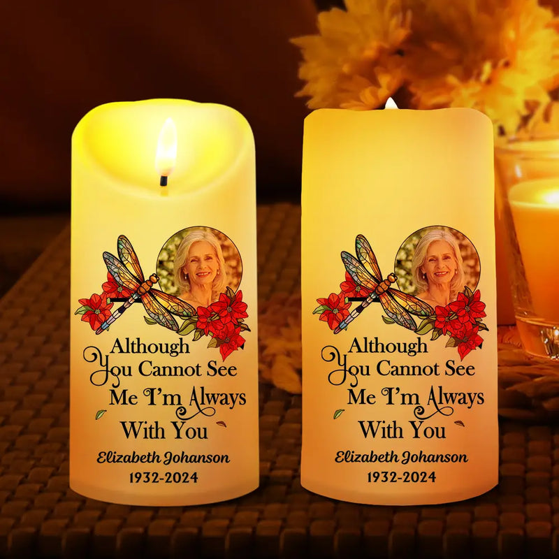 Family, Parents, Gift For Grandparents, Gift For Sibling - Custom Photo Memorial I'm Always With You - Personalized Flameless LED Candle