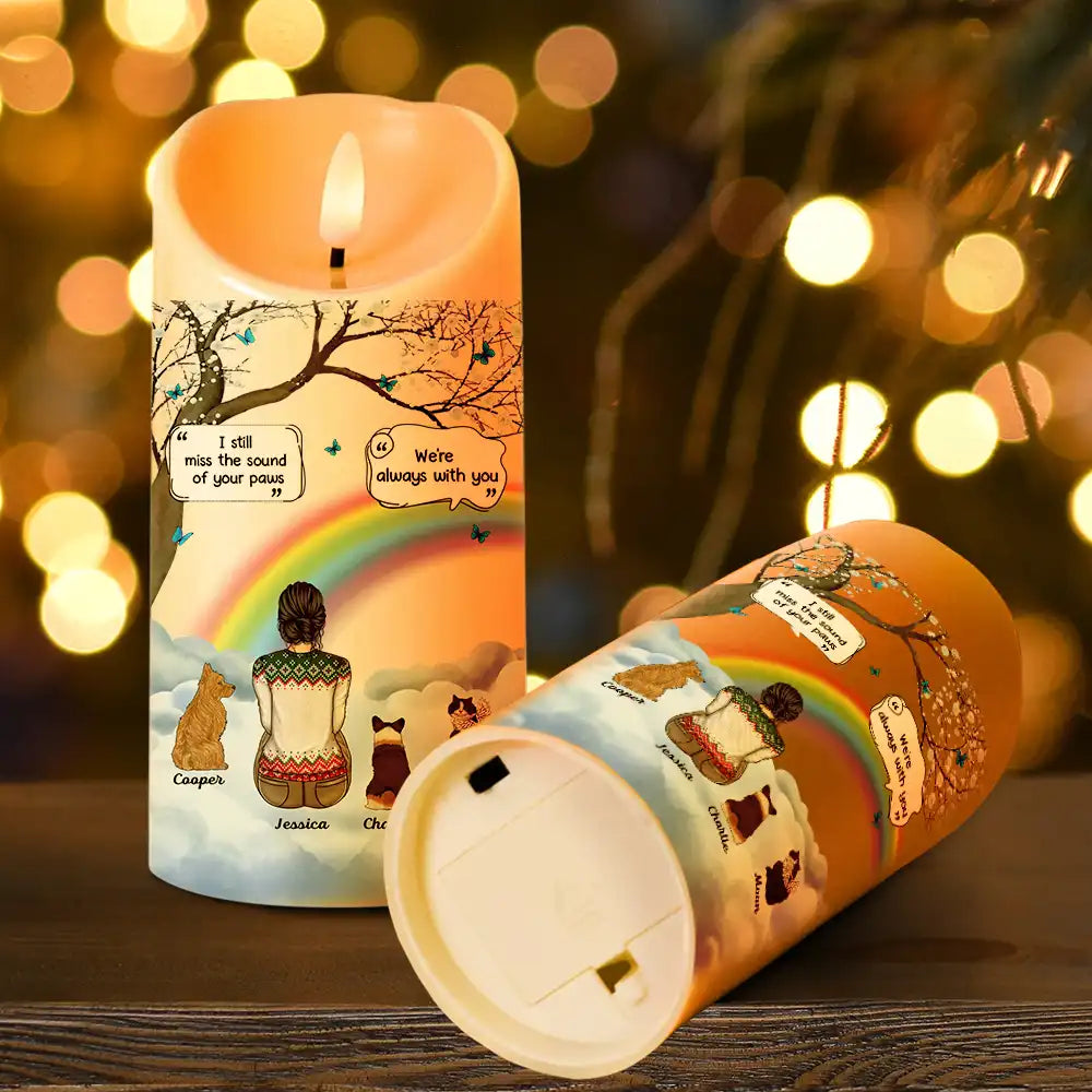 Dog Lovers, Dog Mom, Pet Lovers, Memorial, Cat Lovers - I Miss You Memorial Dog Cat Memorial - Personalized Flameless LED Candle
