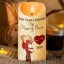 Christmas,Love,Gift For Couples,Gift For Husband,Gift For Wife,Gift For Boyfriend,Gift For Girlfriend,Anniversary - The Year I Found My Missing Piece Kissing Couples - Personalized Flameless LED Candle