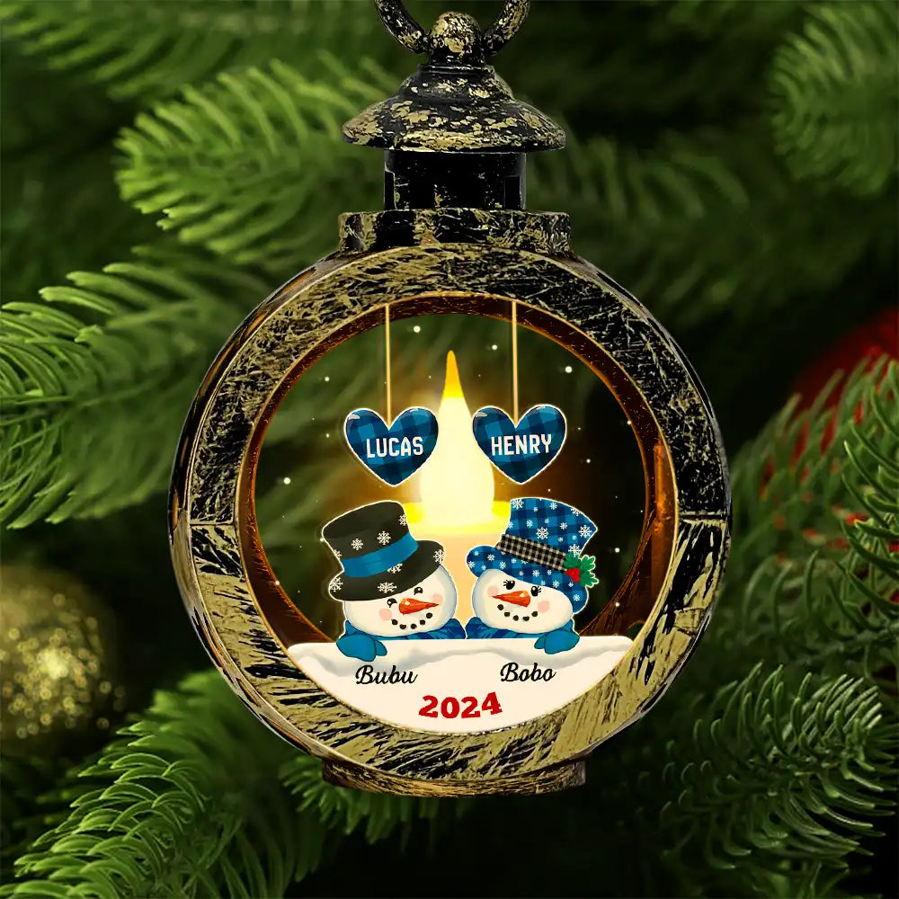 Christmas,Happy,Family,Gift For Grandparents,Gift For Grandma,Gift For Grandpa - Papa Nana Snowman Christmas Grandparents - Personalized Candlelight Lantern Ornament