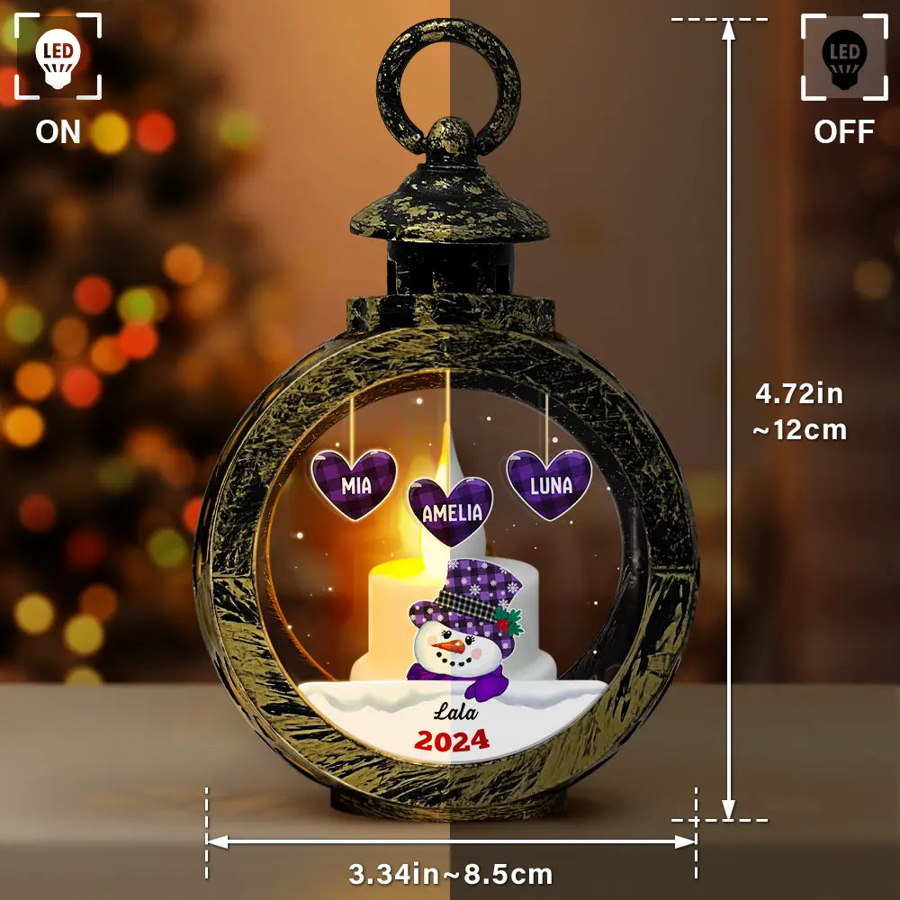 Christmas,Happy,Family,Gift For Grandparents,Gift For Grandma,Gift For Grandpa - Papa Nana Snowman Christmas Grandparents - Personalized Candlelight Lantern Ornament