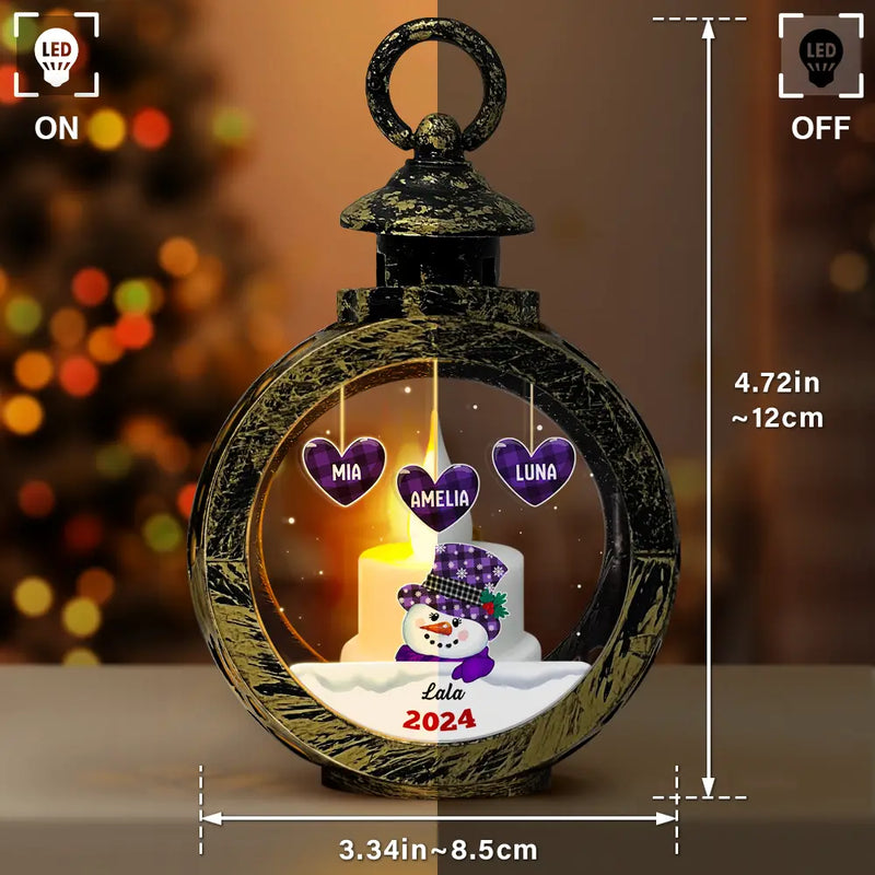 Christmas,Happy,Family,Gift For Grandparents,Gift For Grandma,Gift For Grandpa - Papa Nana Snowman Christmas Grandparents - Personalized Candlelight Lantern Ornament