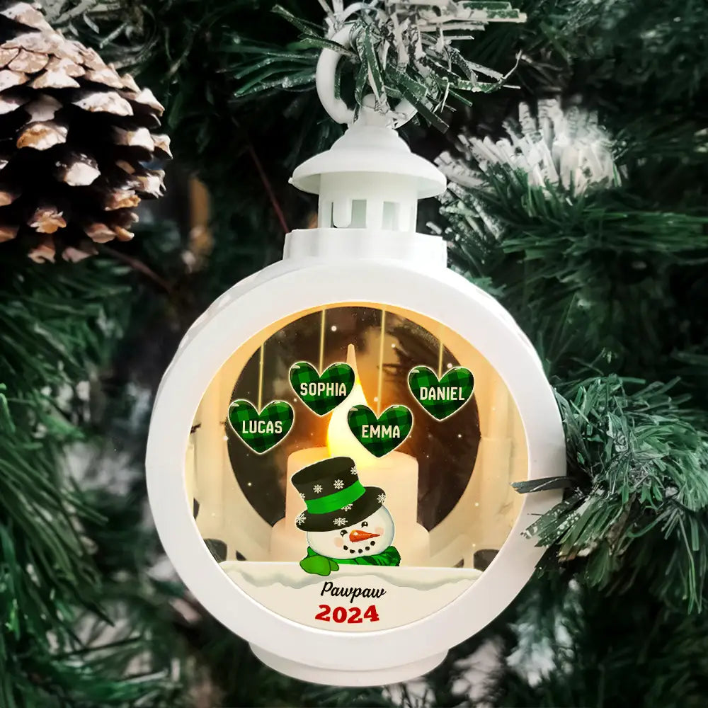 Christmas,Happy,Family,Gift For Grandparents,Gift For Grandma,Gift For Grandpa - Papa Nana Snowman Christmas Grandparents - Personalized Candlelight Lantern Ornament