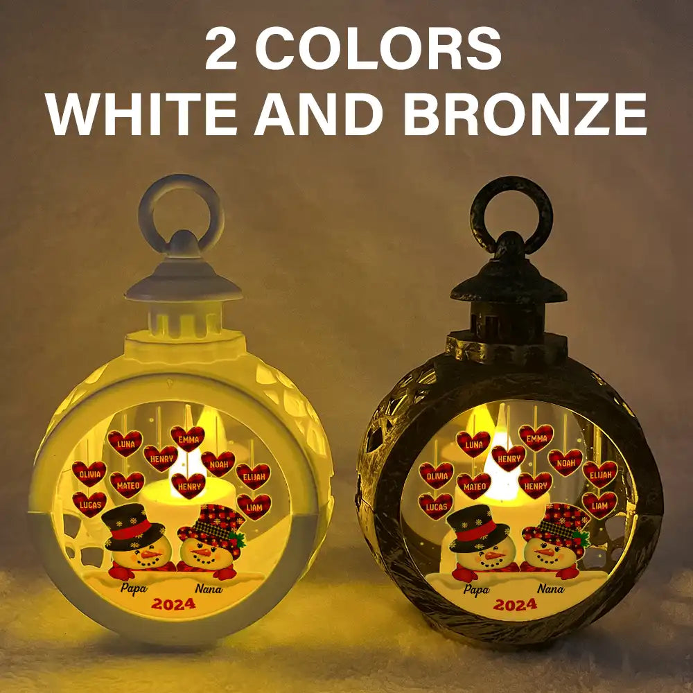 Christmas,Happy,Family,Gift For Grandparents,Gift For Grandma,Gift For Grandpa - Papa Nana Snowman Christmas Grandparents - Personalized Candlelight Lantern Ornament