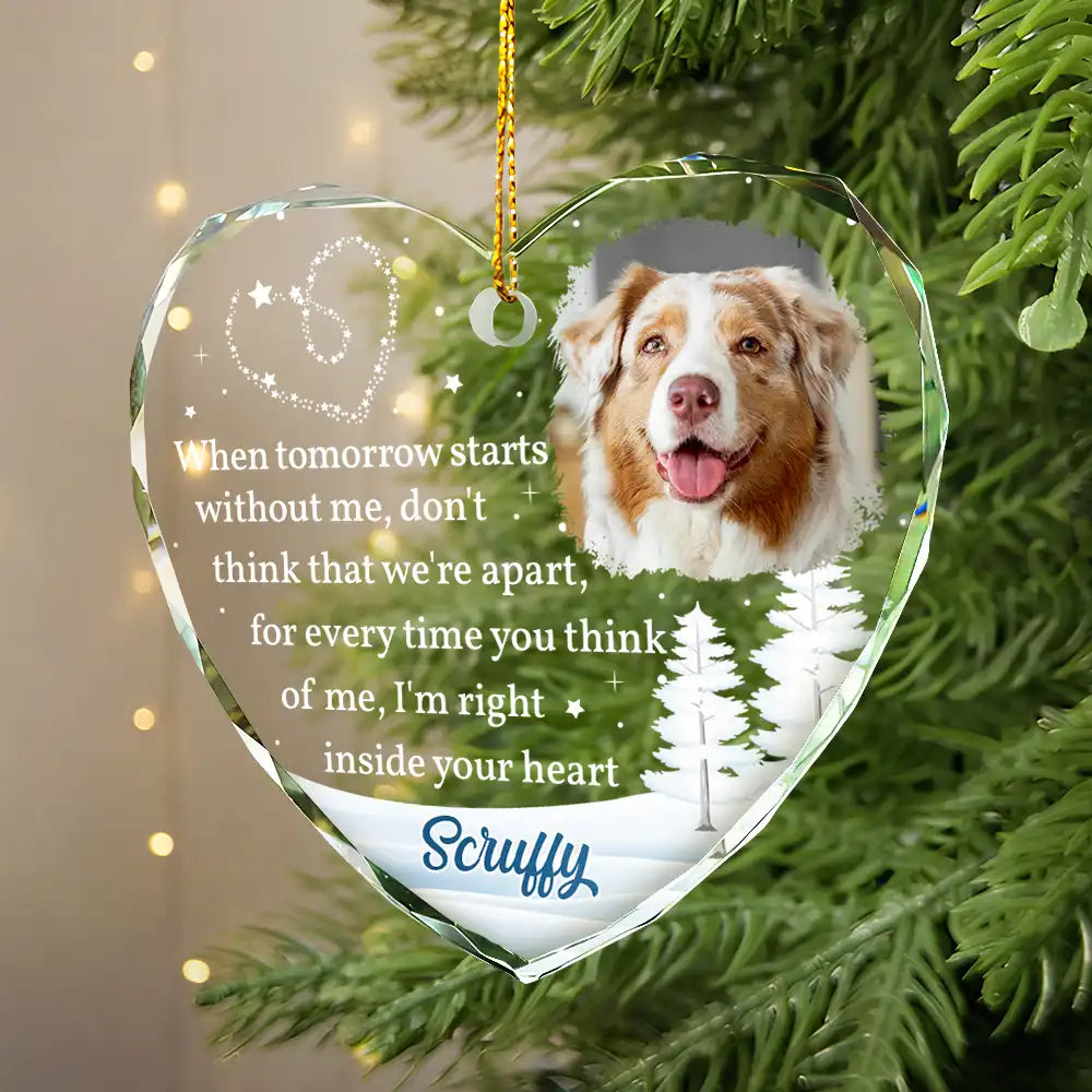Christmas,Dog Lovers,Pet Lovers,Sad,Memorial,Cat Lovers - Custom Photo When Tomorrow Starts Without Me Memorial - Personalized Glass Ornament