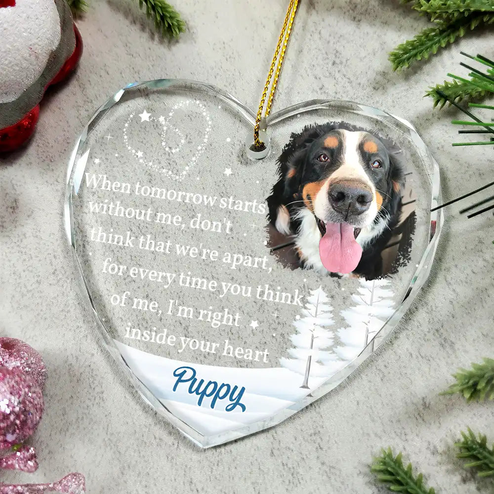 Christmas,Dog Lovers,Pet Lovers,Sad,Memorial,Cat Lovers - Custom Photo When Tomorrow Starts Without Me Memorial - Personalized Glass Ornament