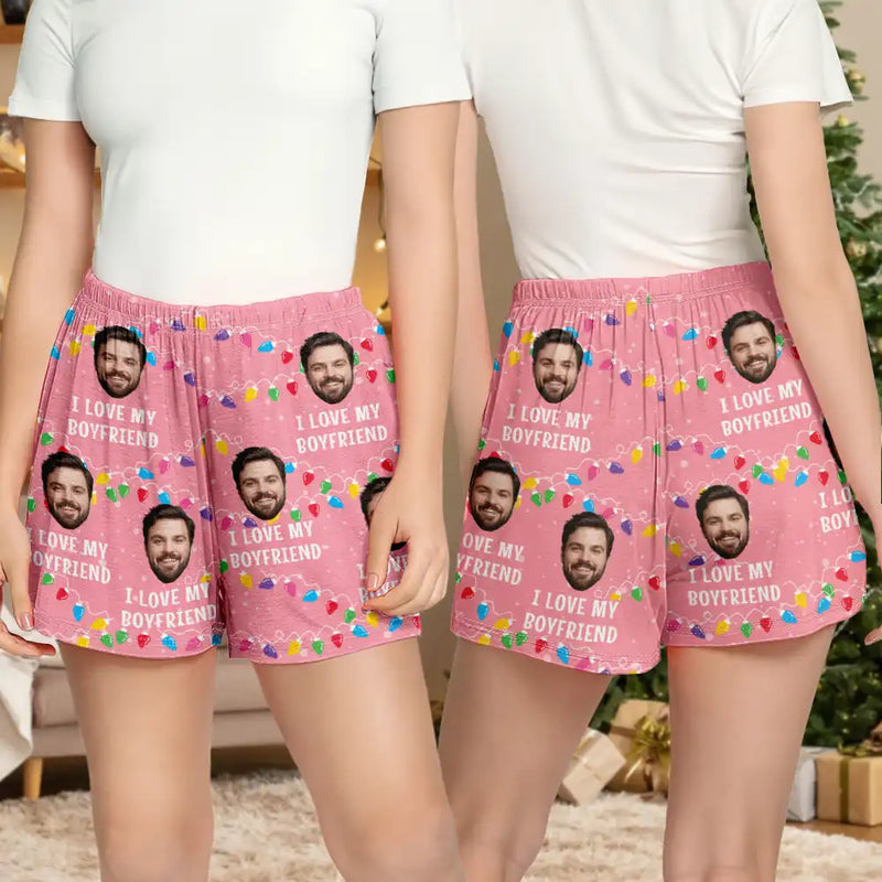 Christmas,Love,Gift For Couples,Gift For Husband,Gift For Wife,Gift For Boyfriend,Gift For Girlfriend - Custom Photo Christmas I Love My Wife - Personalized Pajama Shorts