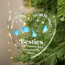 Family - Long Distance Cousins Will Always Be Connected By Heart Family - Personalized Heart Shaped Glass Ornament