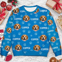 Dog Lovers,Pet Lovers,Cat Lovers,Happy - Custom Photo Funny Pet Face Pattern Dog Cat Family - Personalized Unisex Ugly Sweater